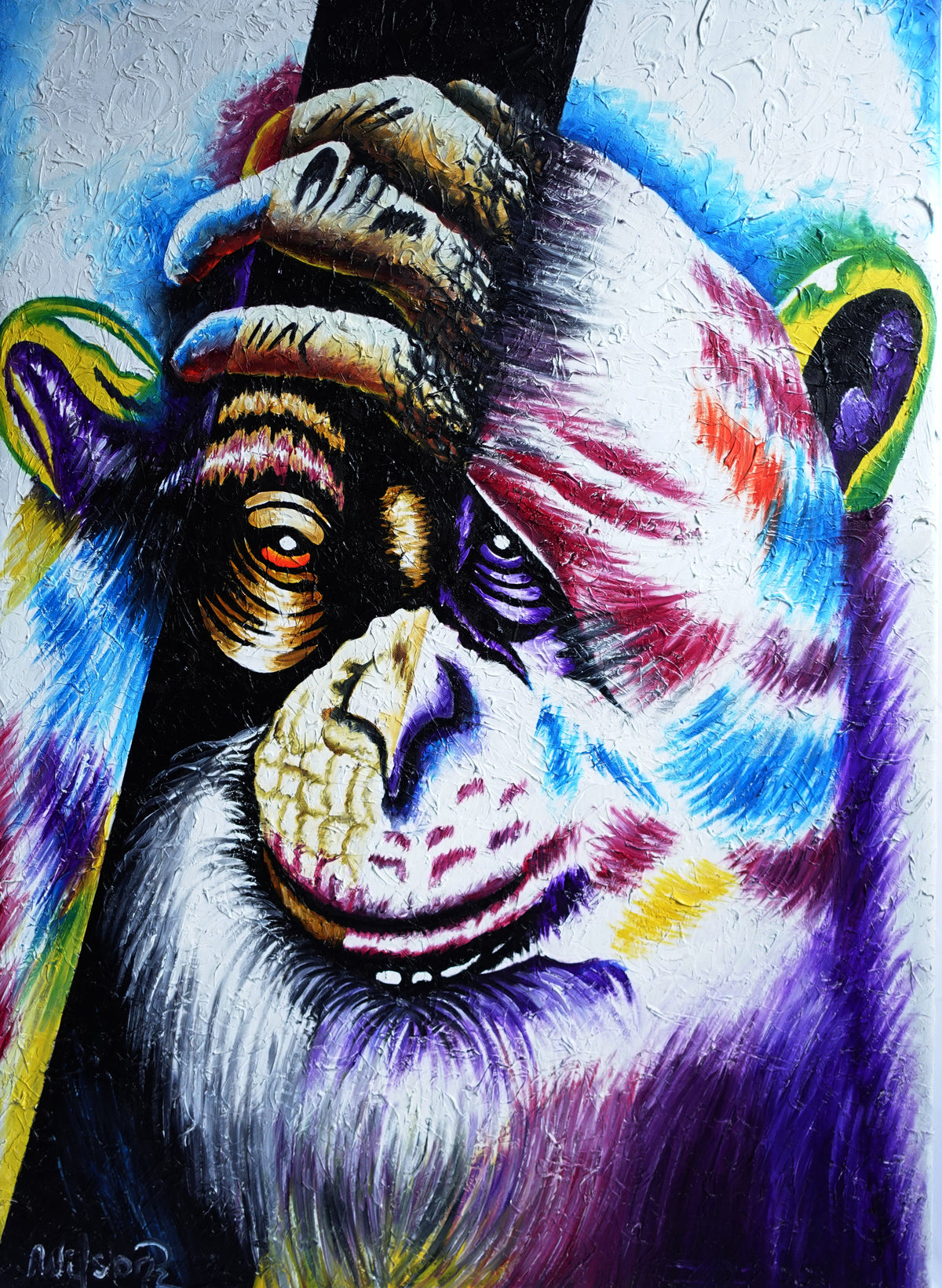 THOUGHTFUL APE 39X27" ACRYLIC ARTWORK